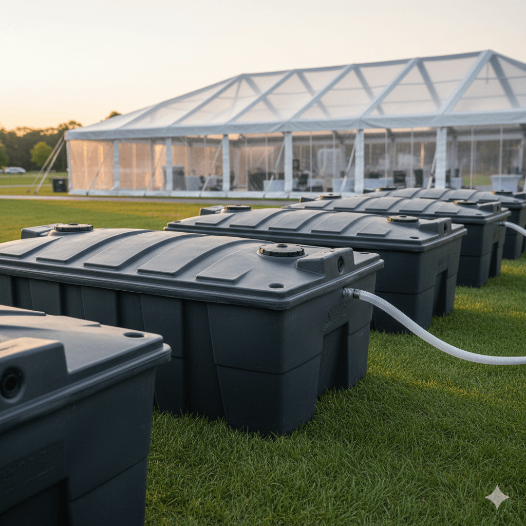 250 Gallon Holding Tanks - Professional portable restroom rental service